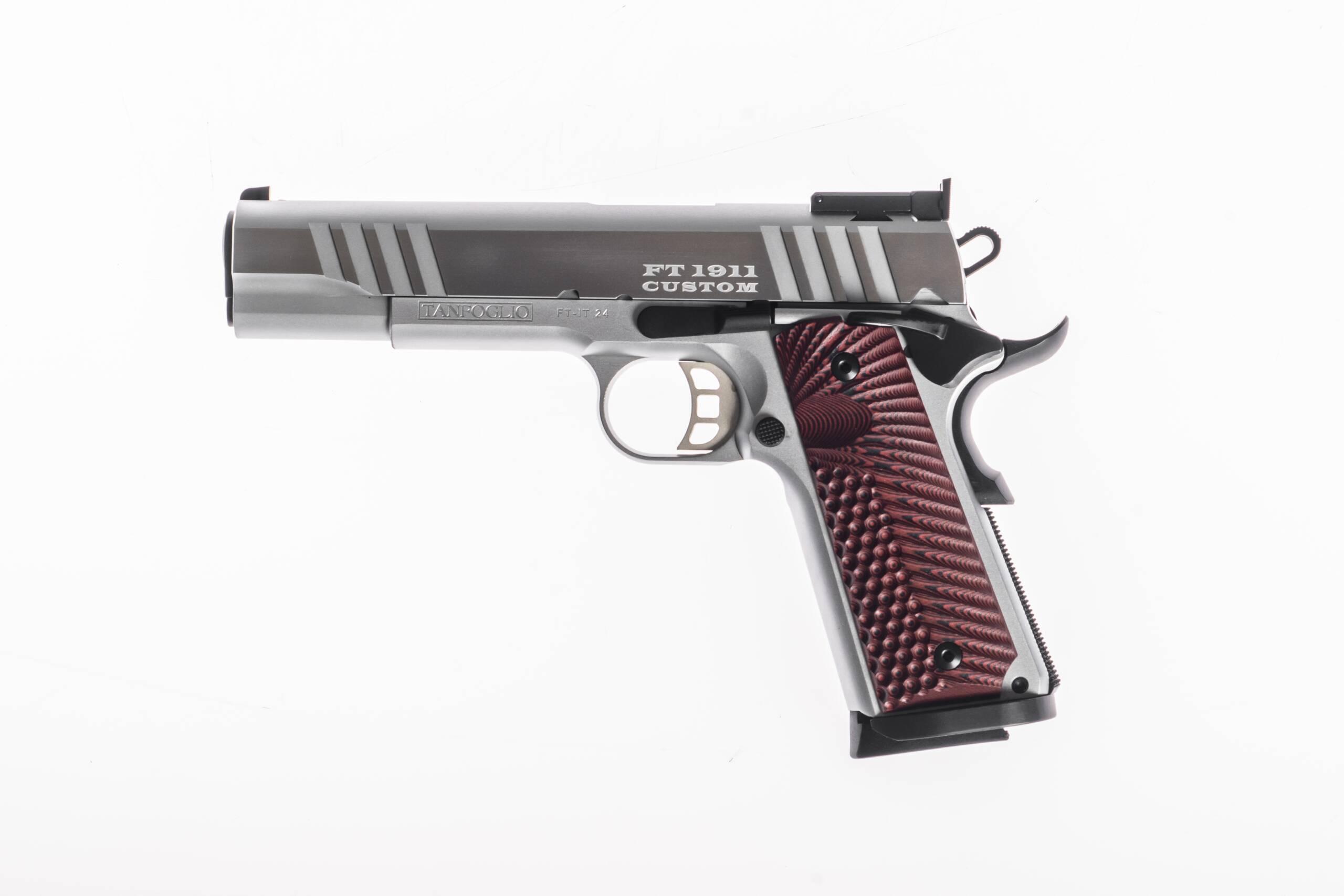 Tanfoglio FT 1911 CUSTOM 2024 9×19, SA, 5″, Ezüst színben fa markolattal