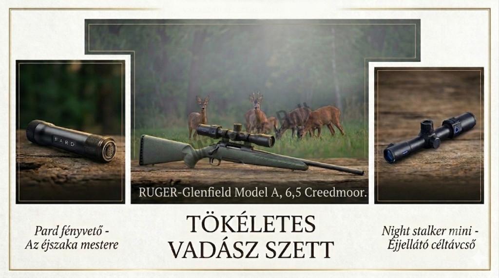 RUGER-Glenfield Model A / 6,5 Creedmoor 20",tusa Moss zöld, menet 5/8"-24 + PARD-CSOMAG Night Stalker Mini +TL3 940Nm