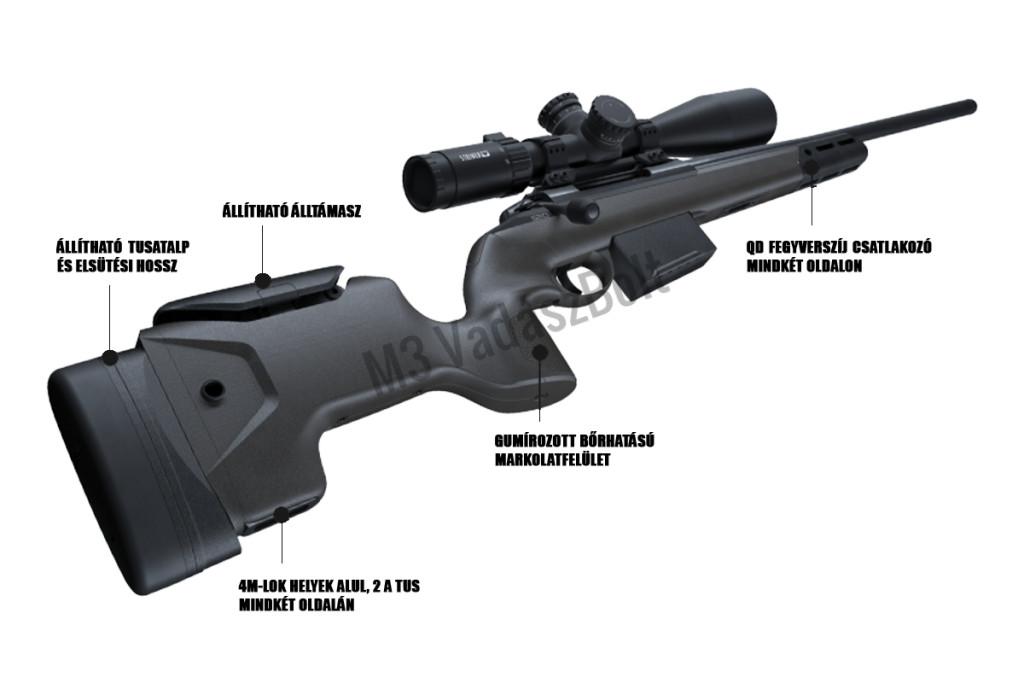 Sako S20 Precision kétállású elsütőbillentyű, 61cm-es, menetes cső. 308win. golyós fegyver